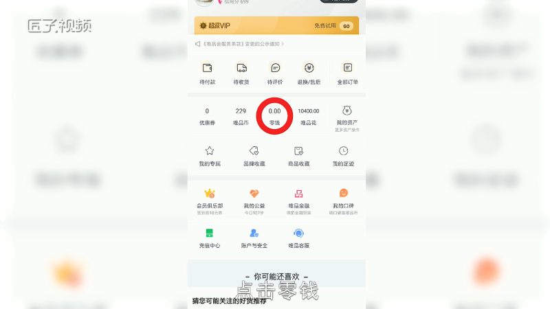 唯品会如何查看零钱明细