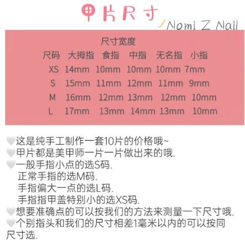 穿戴甲指甲尺寸怎么对应甲片