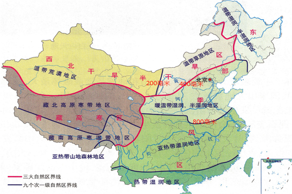 200毫米等降水量线的分界线