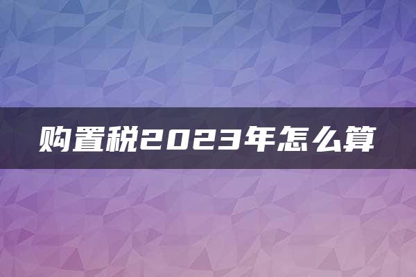 购置税2023年怎么算