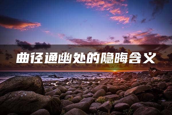 曲径通幽处的隐晦含义