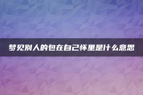 梦见别人的包在自己怀里是什么意思