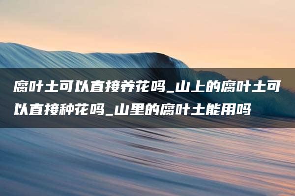 腐叶土可以直接养花吗_山上的腐叶土可以直接种花吗_山里的腐叶土能用吗