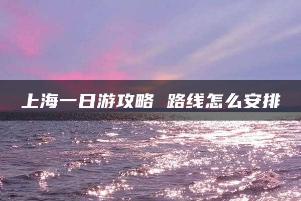 上海一日游攻略 路线怎么安排