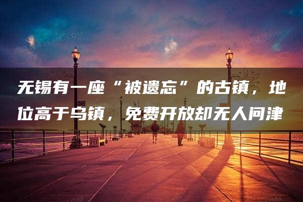 无锡有一座“被遗忘”的古镇，地位高于乌镇，免费开放却无人问津