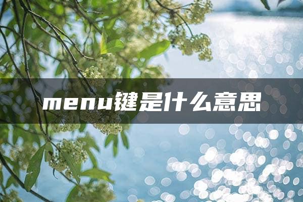 menu键是什么意思