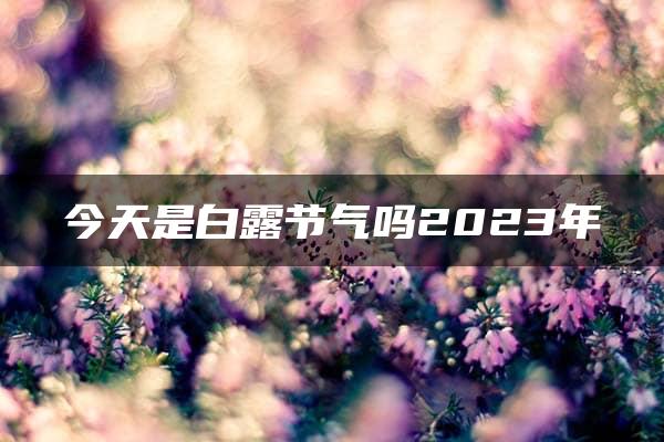 今天是白露节气吗2023年