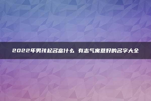 2022年男孩起名富什么 有志气寓意好的名字大全