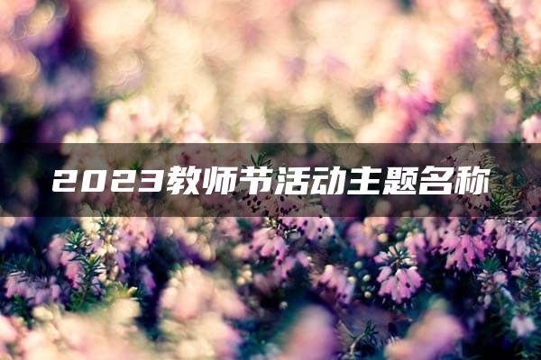 2023教师节活动主题名称