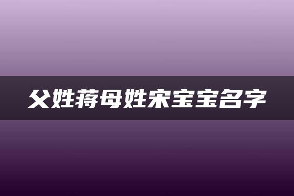 父姓蒋母姓宋宝宝名字