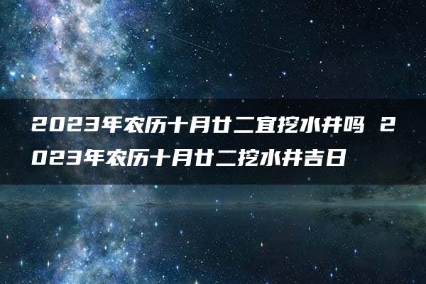 2023年农历十月廿二宜挖水井吗 2023年农历十月廿二挖水井吉日