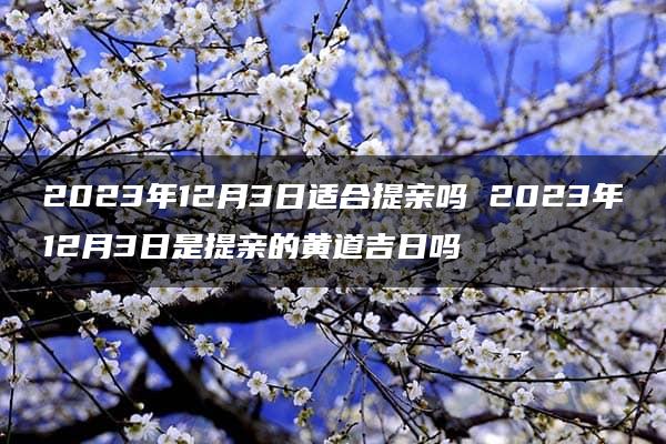 2023年12月3日适合提亲吗 2023年12月3日是提亲的黄道吉日吗