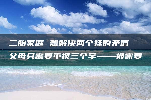 二胎家庭 想解决两个娃的矛盾 父母只需要重视三个字——被需要