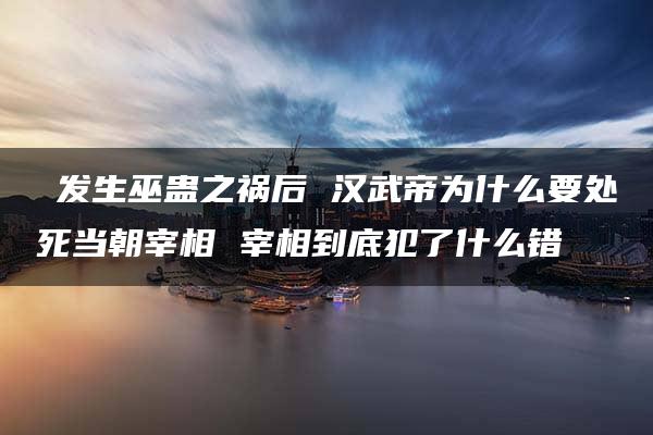 ​发生巫蛊之祸后 汉武帝为什么要处死当朝宰相 宰相到底犯了什么错