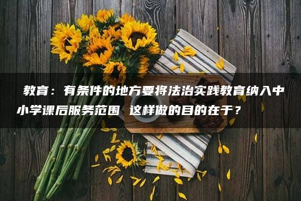 ​教育：有条件的地方要将法治实践教育纳入中小学课后服务范围 这样做的目的在于？