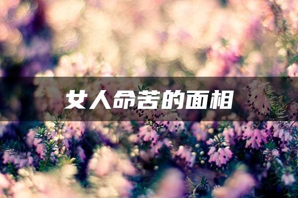 女人命苦的面相