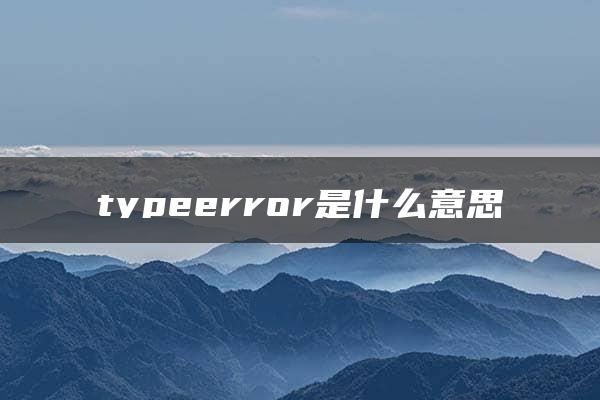 typeerror是什么意思