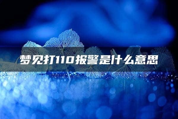 梦见打110报警是什么意思