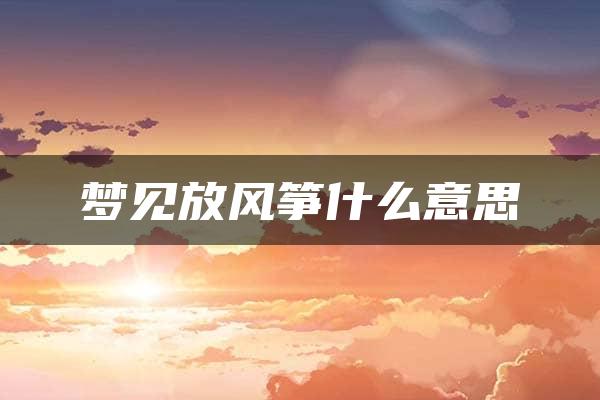 梦见放风筝什么意思