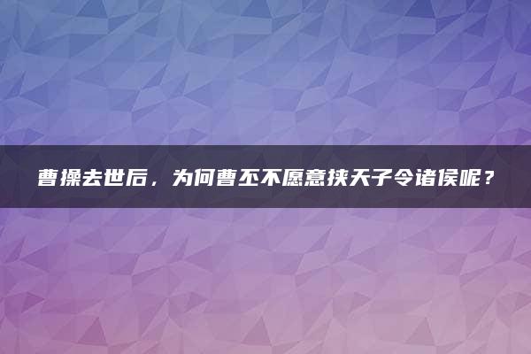 曹操去世后，为何曹丕不愿意挟天子令诸侯呢？