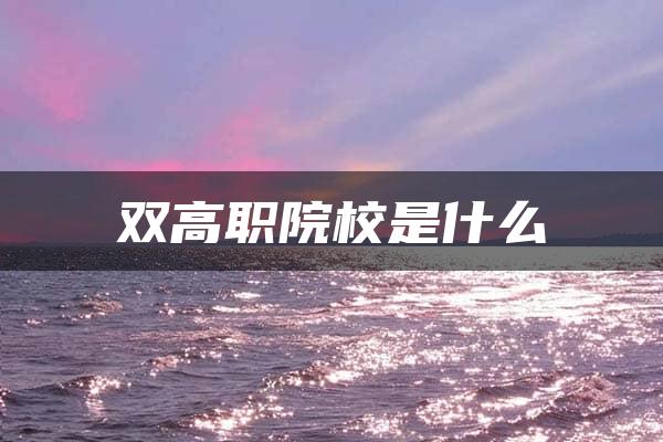 双高职院校是什么