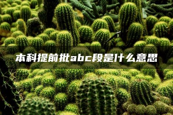 本科提前批abc段是什么意思