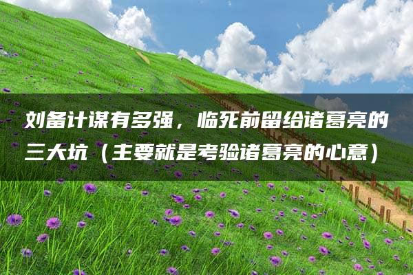 刘备计谋有多强，临死前留给诸葛亮的三大坑（主要就是考验诸葛亮的心意）