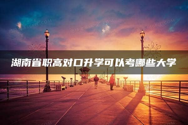 湖南省职高对口升学可以考哪些大学