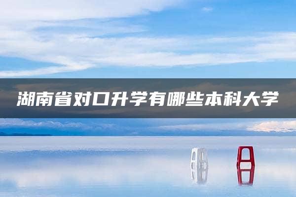 湖南省对口升学有哪些本科大学