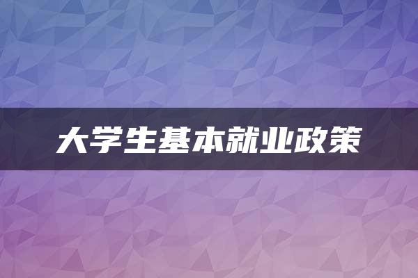 大学生基本就业政策