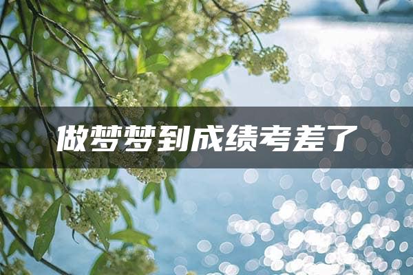 做梦梦到成绩考差了