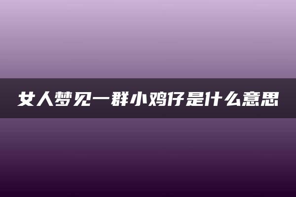 女人梦见一群小鸡仔是什么意思