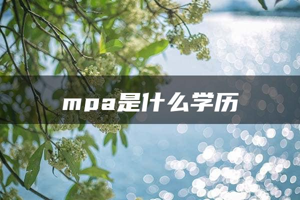 mpa是什么学历