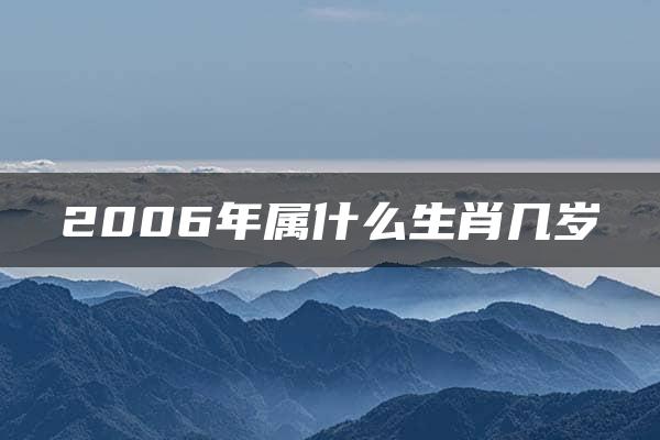 2006年属什么生肖几岁