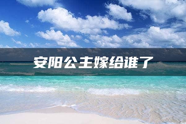 安阳公主嫁给谁了