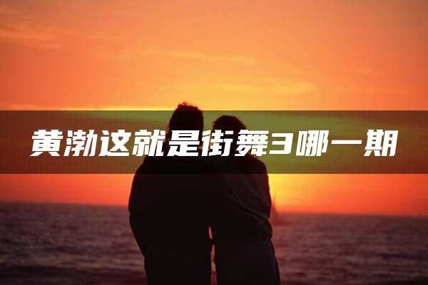 黄渤这就是街舞3哪一期