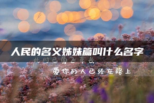 人民的名义姊妹篇叫什么名字