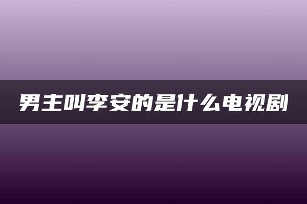 男主叫李安的是什么电视剧