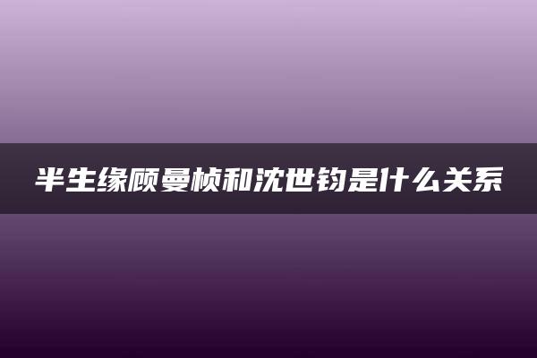 半生缘顾曼桢和沈世钧是什么关系