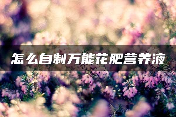 怎么自制万能花肥营养液