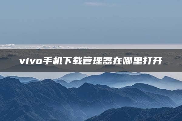 vivo手机下载管理器在哪里打开