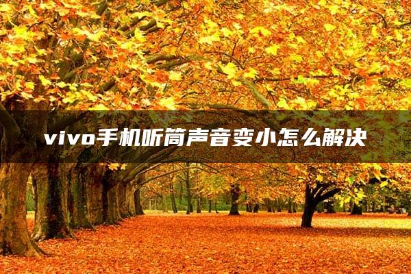 vivo手机听筒声音变小怎么解决