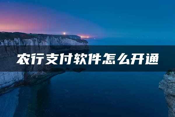 农行支付软件怎么开通