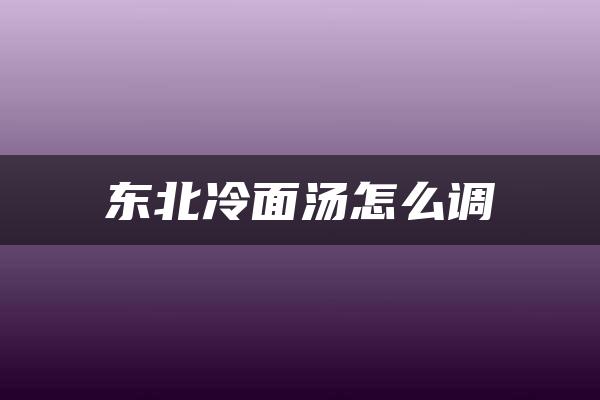 东北冷面汤怎么调