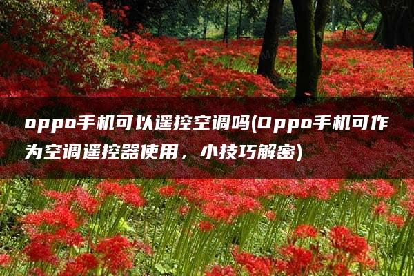 oppo手机可以遥控空调吗(Oppo手机可作为空调遥控器使用，小技巧解密)