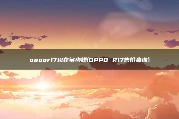 oppor17现在多少钱(OPPO R17售价查询)