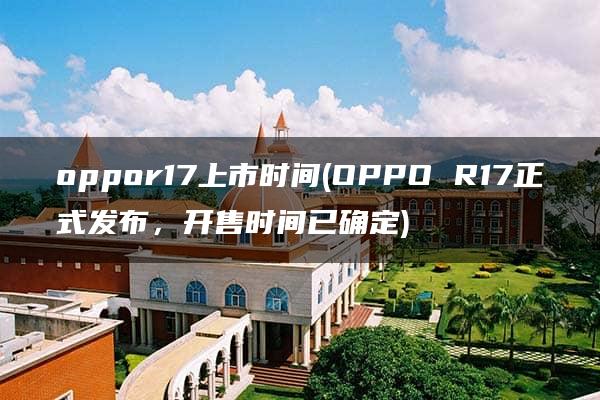 oppor17上市时间(OPPO R17正式发布，开售时间已确定)