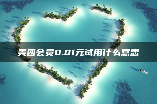 美团会员0.01元试用什么意思