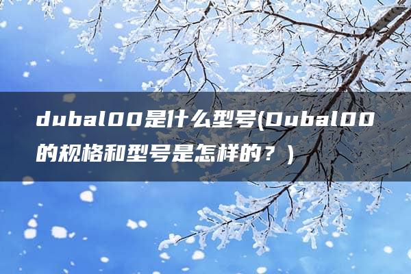 dubal00是什么型号(Dubal00的规格和型号是怎样的？)