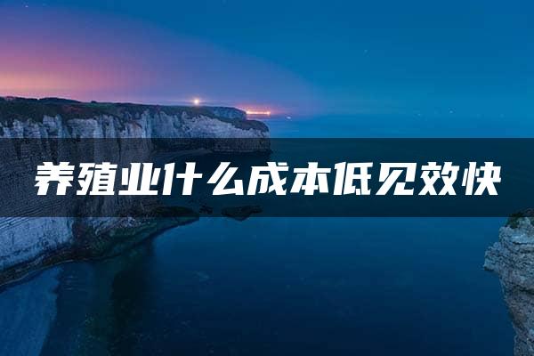 养殖业什么成本低见效快